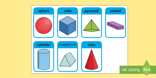 3d Shape Flashcards With Shape Names Maths Resource Twinkl
