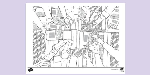 Community Feeding Program Coloring FREE! - Foodbank Colouring Sheet | Colouring Sheets