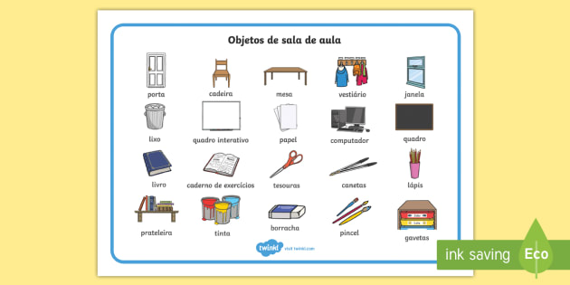 Objetos Da Sala De Aula Vocabulário Ilustrado Sala Aula