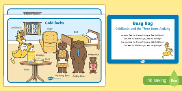 Goldilocks And The Three Bears Activity Busy Bag Prompt Card And