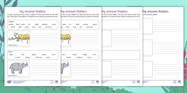Ronald the Rhino's Riddles Worksheet / Worksheets - Twinkl