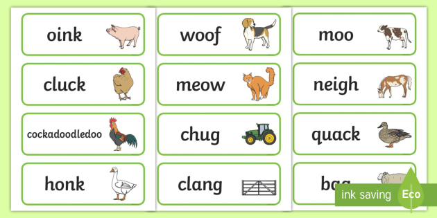 Animal Sounds Word Cards (teacher made) - Twinkl