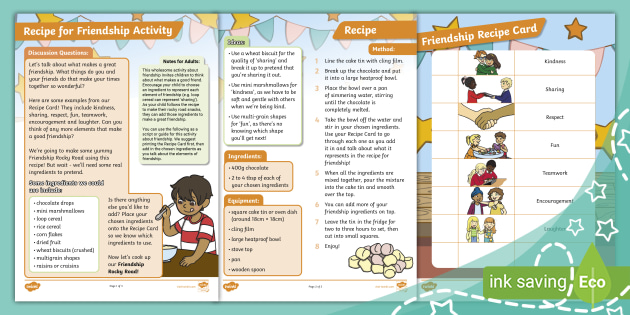 Recipe for Friendship Activity (Rocky Road Recipe)