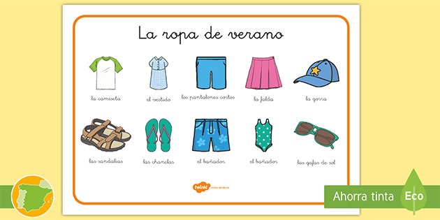 Representación Simular Vacilar Tapiz de vocabulario: La ropa de verano (teacher made)
