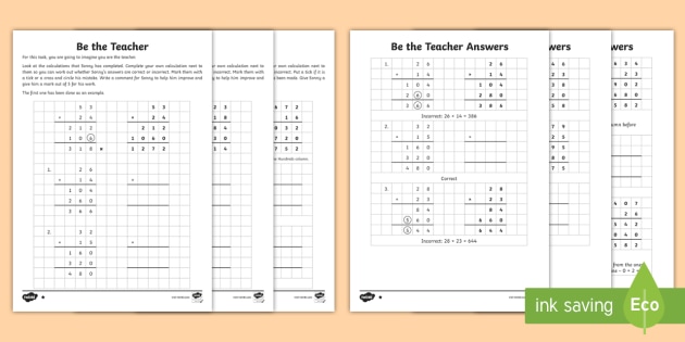 year 6 finding mistakes in written multiplication calculations worksheets