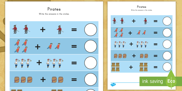 pirate addition math activity teacher made