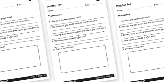 Weather Test Worksheets