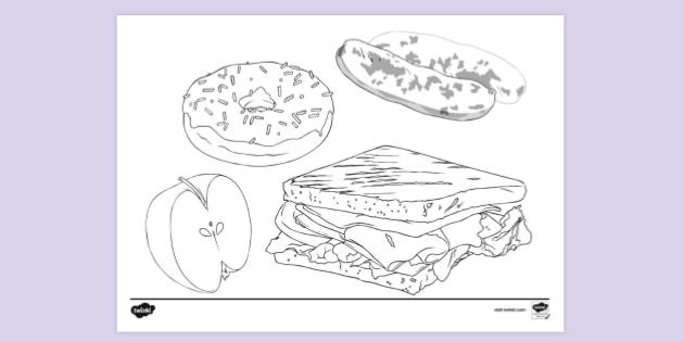Easy Food Colouring Page | Colouring Sheets