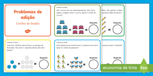 Atividades de Matemática – Cálculo, recorte e colagem das adições –