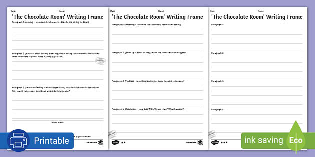 Charlie And The Chocolate Factory | Writing Frame Activity