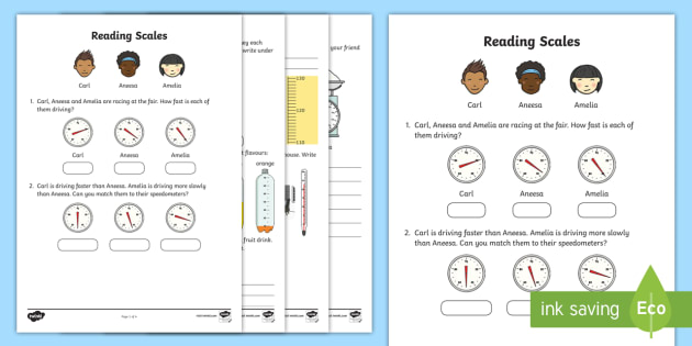 Reading Scales Worksheet / Activity Sheet - reading, scales