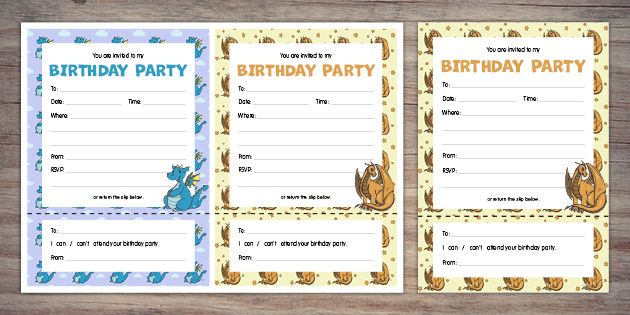Dragon Birthday Party Invitations Twinkl Party