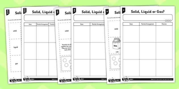 Solid Liquid or Gas Worksheet - solids liquids and gases, solids