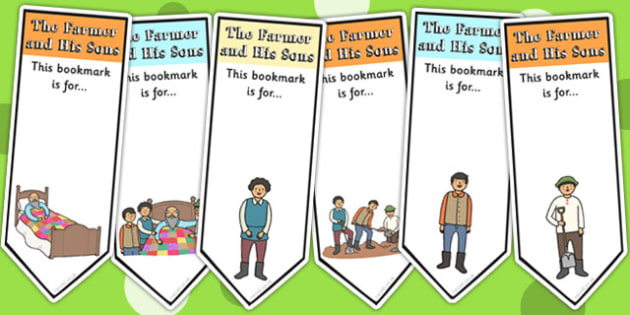 The Farmer and His Sons Editable Bookmarks (teacher made)