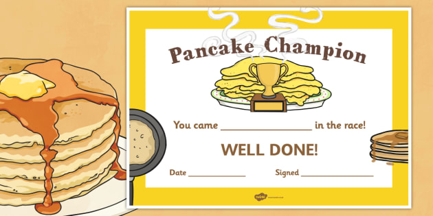 FREE! - Pancake Race Certificate - awards, certificates 