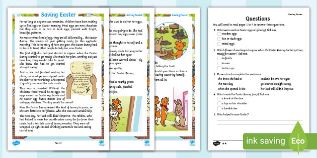 Saving Easter Comprehension KS1 Activity - Differentiated