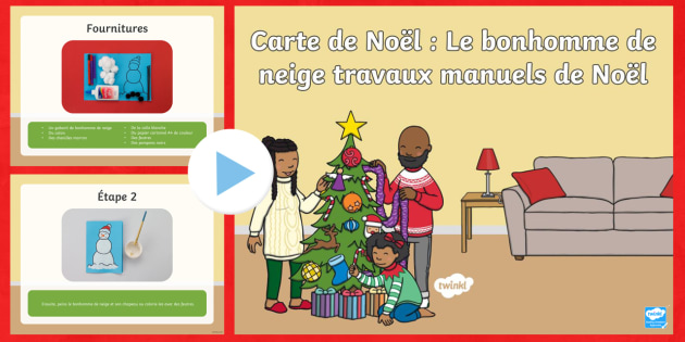 Powerpoint Carte De Noel Avec Bonhomme De Neige Travaux Manuels De Noel