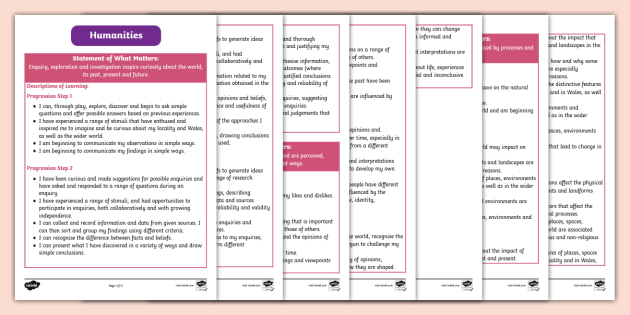 CfW Descriptions of Learning Statements – Humanities