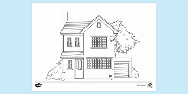 Drawing of a modern house Royalty Free Vector Image-saigonsouth.com.vn