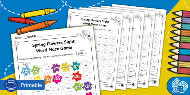  SpringFlower Sight Word Game, Sight Word Educational