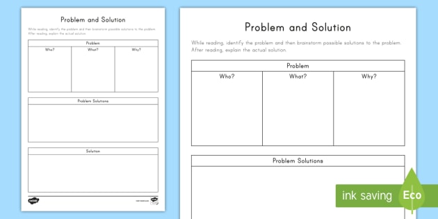Problem And Solution Worksheet Activity Sheet Problem Solution