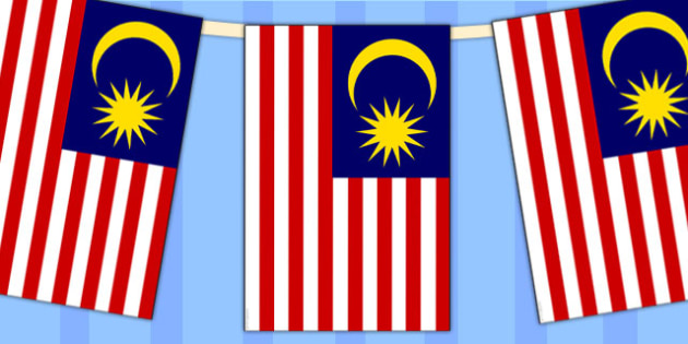 Black And White Malaysia Flag Display Bunting Teacher Made