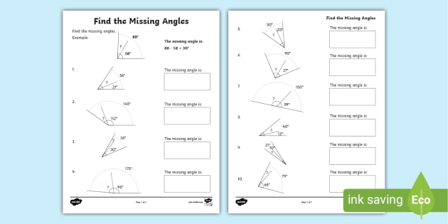 Find the Missing Angles Worksheet - Math Resource - Twinkl