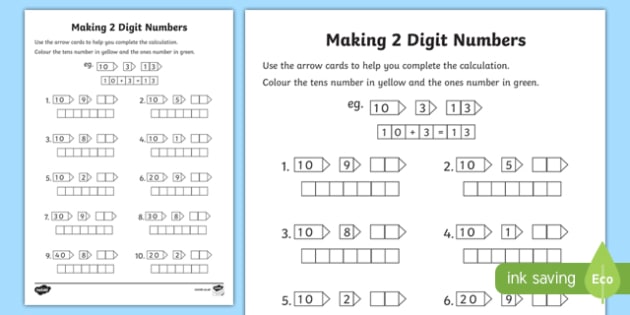 making 2 digit numbers worksheet worksheet teacher made