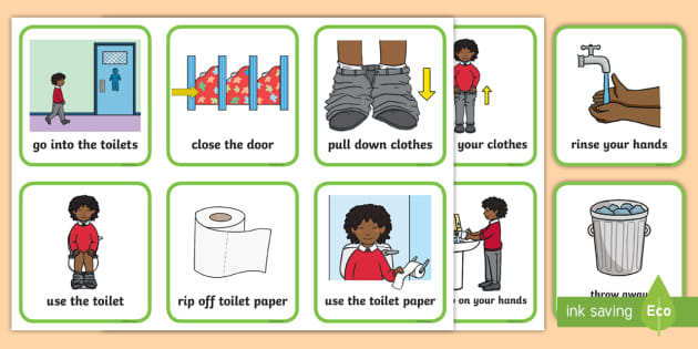 Basic Visual aid for Toilet prompt~flash cards~Autism~ASD~SEN~Schools~Home use