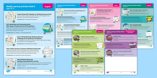 FREE! - Weekly Learning Activities Week 8 Age 10-11
