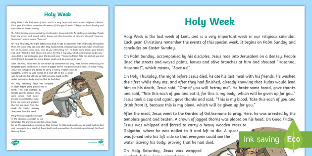 how do you spend your holy week essay