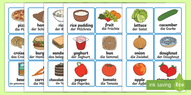 Food Word And Picture Cards German Food Word And Picture Cards