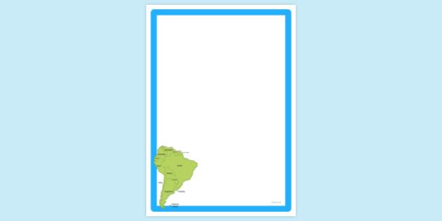 South America Border Map Free! - Simple Blank South America Map Page Borders | Twinkl