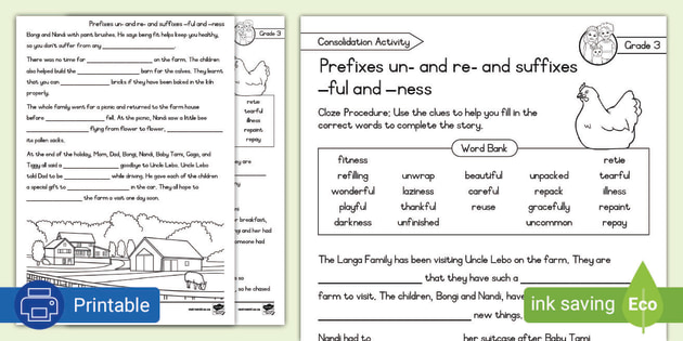 Prefix And Suffix Worksheets 3rd Grade