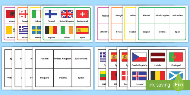 Stirre personlighed Krage Europe Flags Bingo