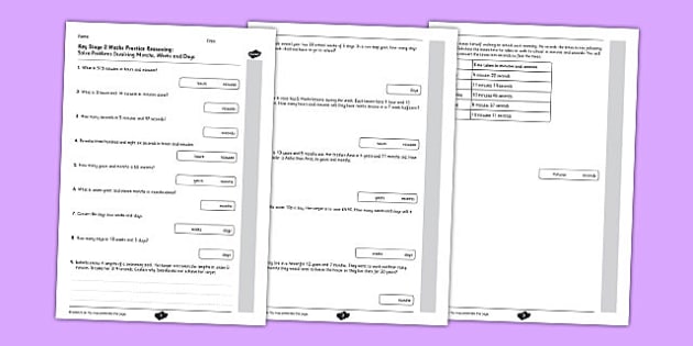 KS2 Reasoning Test Practice Solve Problems Involving Months