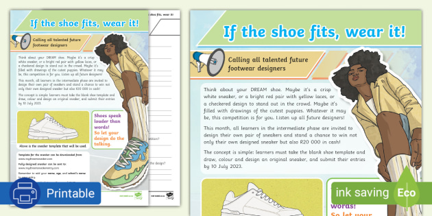 If the shoe fits, wear it! - Visual Text (teacher made)