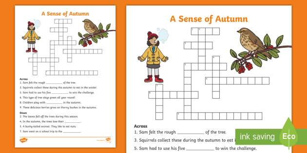 A Sense of Autumn crossword | Easy to Print | Twinkl