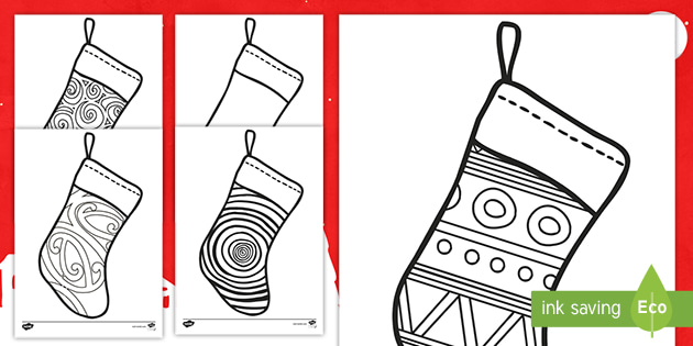 large christmas stocking colouring pages  ks1 resources