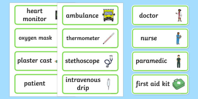 Hospital Word Cards - ESL Hospital Vocabulary