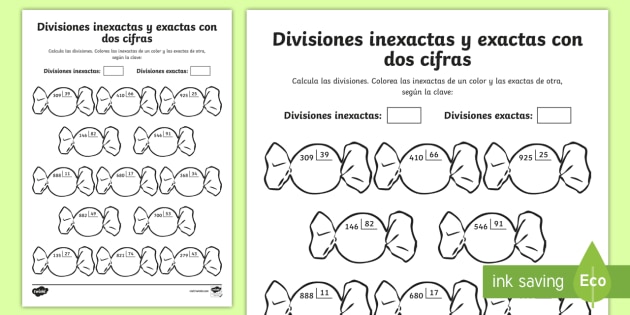 Ficha Divisiones De Dos Cifras Inexactas Y Exactas 8784