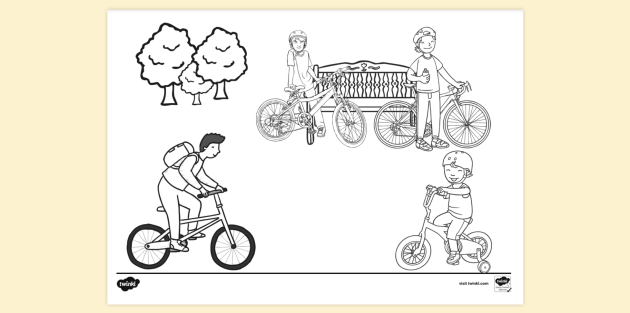 kids riding bikes black and white