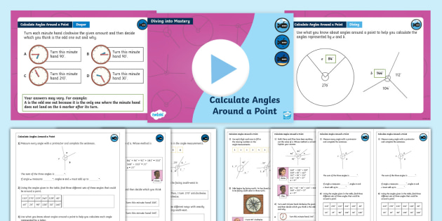 Year 5 Angles Around A Point Differentiated Worksheets Angles Around A