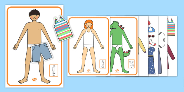 He, She, And It Pronoun Dress Up Description Game - learning support