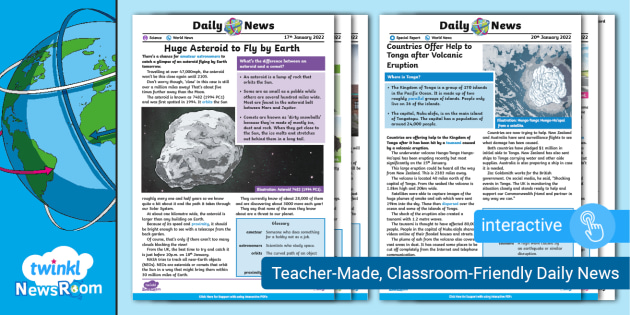 Weekly Comprehension Pack - 21st January 2022 - Twinkl NewsRoom