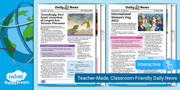 Weekly Comprehension Pack - 4th March 2022 - Twinkl NewsRoom