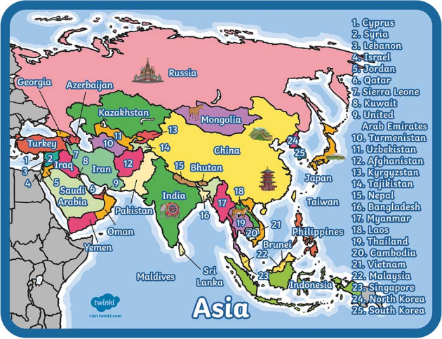 Asia Continent Map