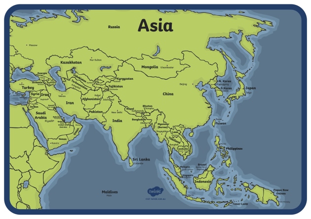 physical map of asia with rivers