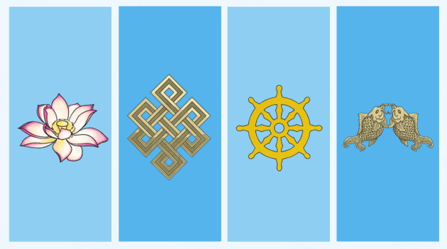 Here we have 4 of the 8 symbols of Buddhism.