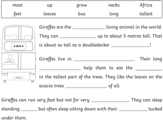 5th Grade Free Printable Cloze Worksheets